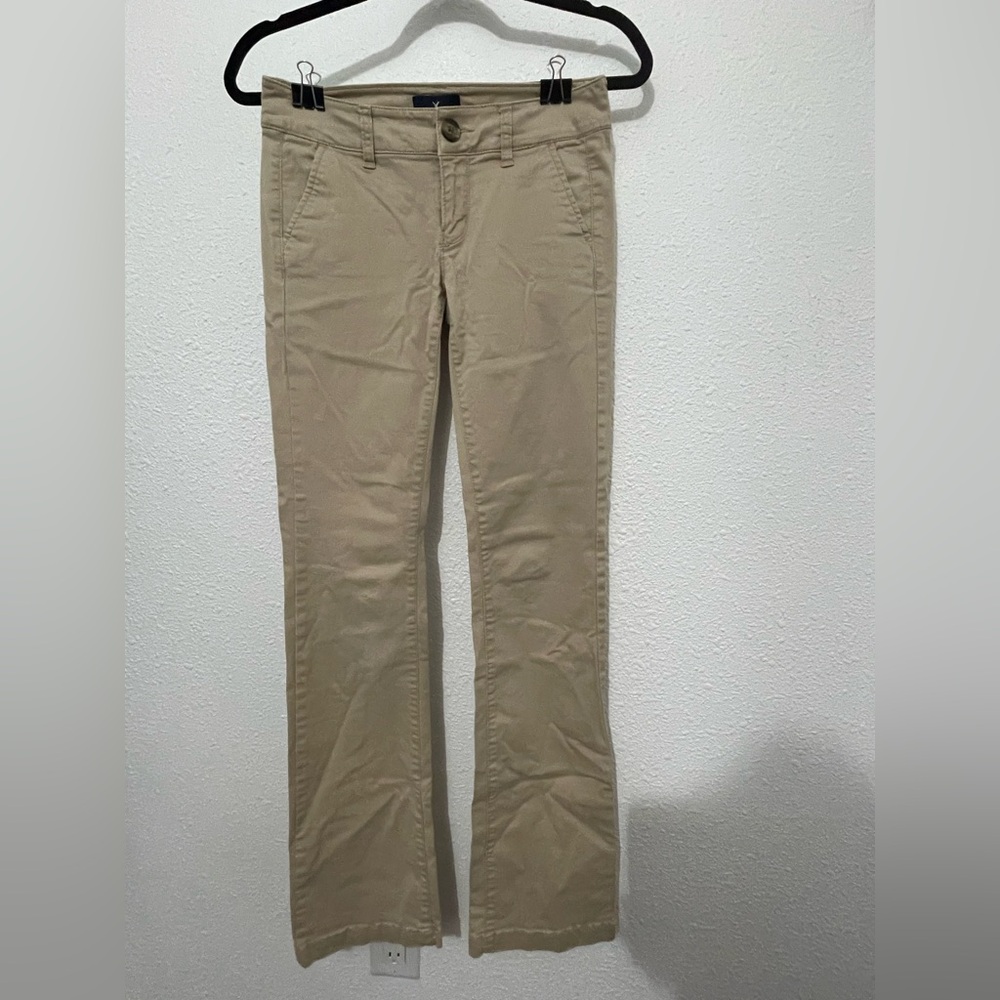 American Eagle AE Khaki Desert Sand Stretch Kick Boot Stretch Pant Size 00 - Picture 2 of 8